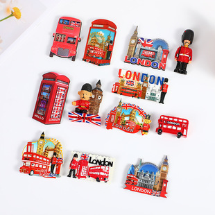 New Bus Phone Booth Features Refrigerator Stickers Home Refrigerator Door Magnetic Stickers UK London Resin Refrigerator Stickers