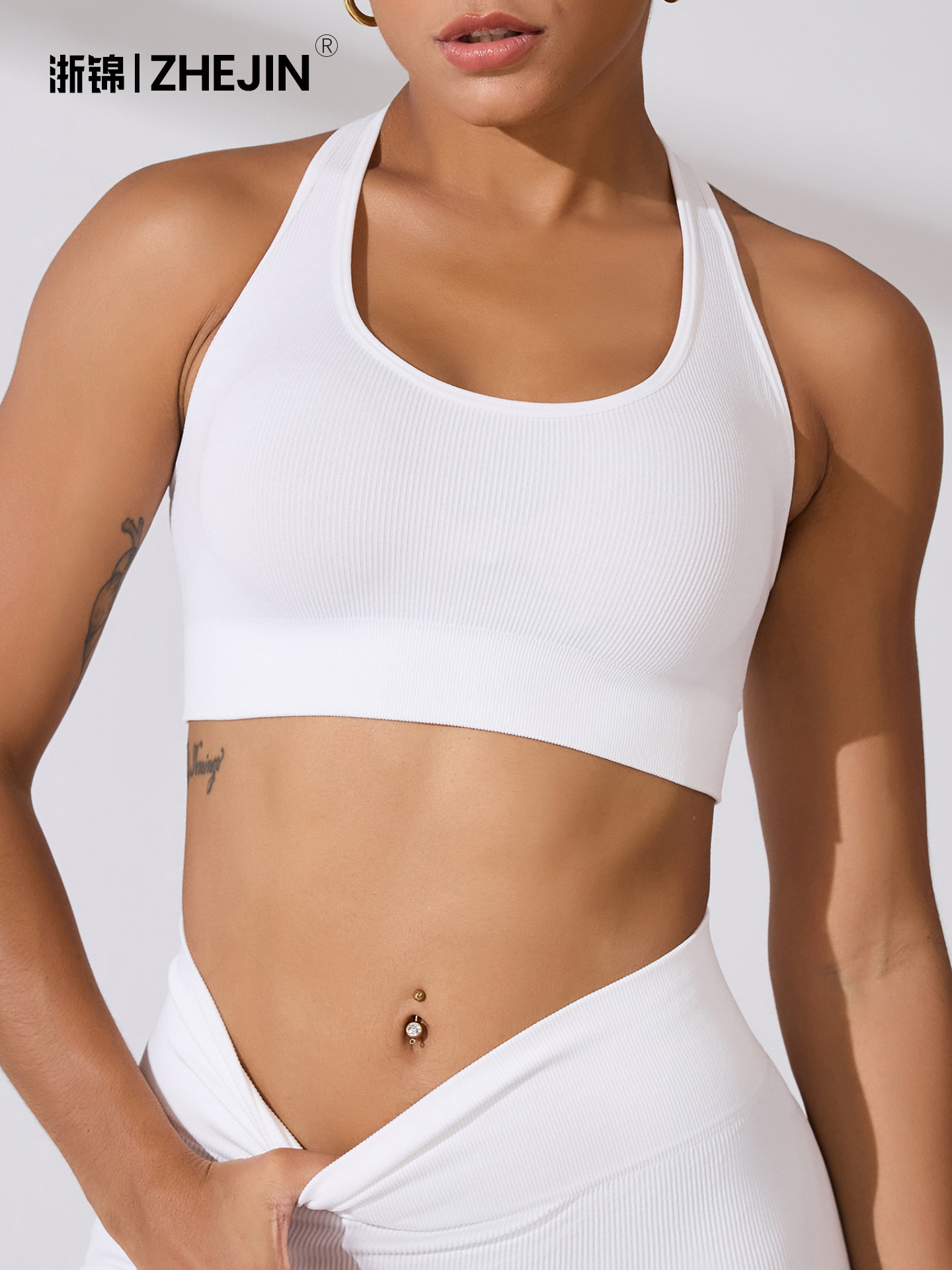 Sujetador deportivo de alta intensidad para mujer, superventas transfronterizo en Europa y América, a prueba de golpes, con espalda hermosa, copas fijas, tipo top de yoga