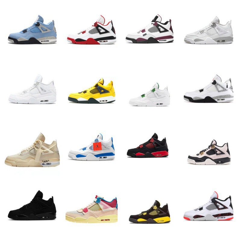 Putian Pure Original Men's Shoes Nike Official Aj4 Women's Shoes White Cement Couple Air-Cushioned Running Shoes Retro Sports Basketball Shoes