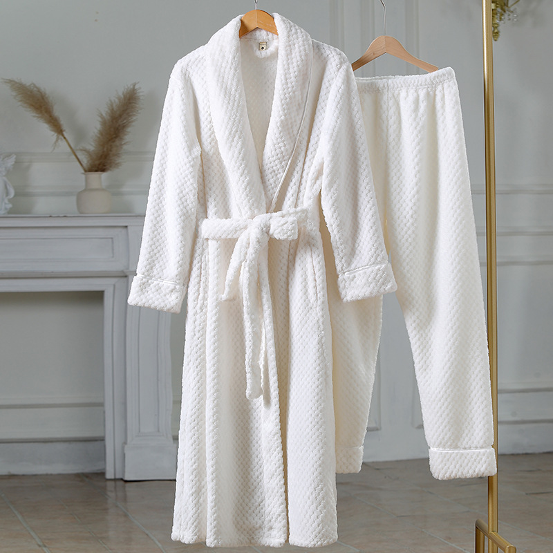 Flannel Comfortable and Warm Couple's Pajama Set Home Robe for Men and Women, Cross-border Amazon Exclusive