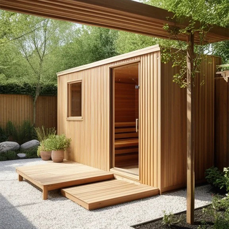Sala de sauna de aguas termales al aire libre Sala de vapor de sudor doble individual Sala de vapor seco para cuatro personas Sala de vapor de patio multijugador Casa de madera