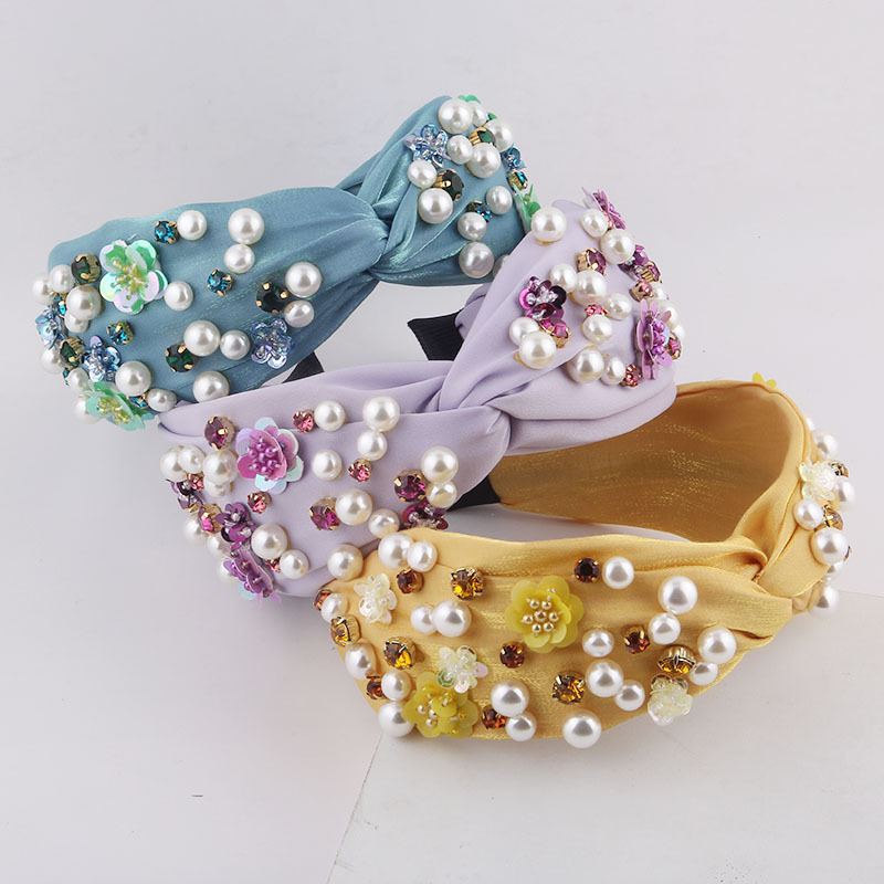 New Fashion Diamond Pearl Flowers Hairband display picture 1