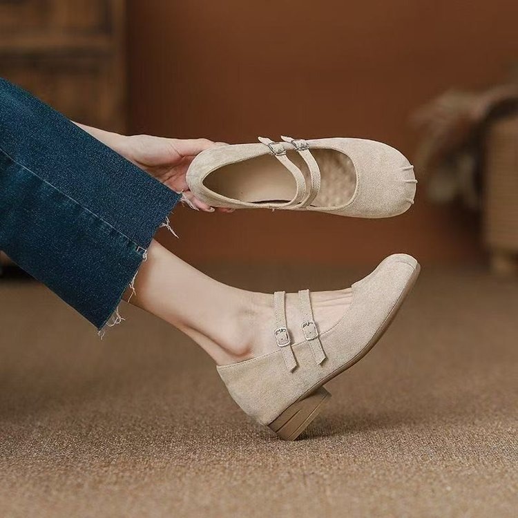 Pequeño aumento de altura, zapatos de mujer con suela suave, cómodos, poco profundos, cuadrados, zapatos de tacones altos, tacones gruesos.