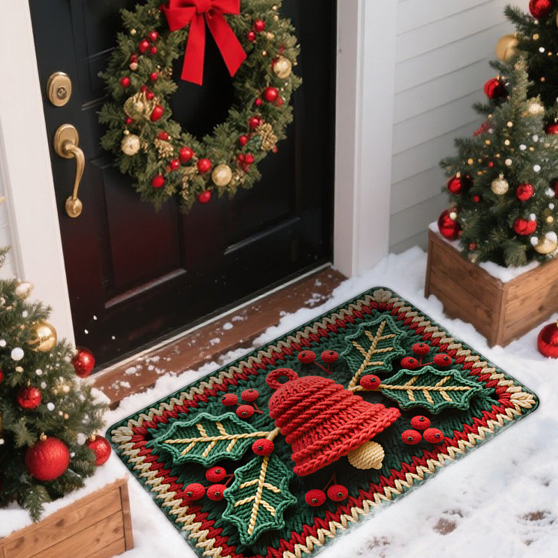 Cross-border best-selling Christmas-themed faux fur diatomaceous earth bath mats, absorbent and non-slip, suitable for bathrooms and entryways