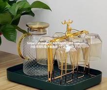 客厅倒挂水杯茶杯收纳托盘创意茶杯架轻奢玻璃沥水架家用水杯架