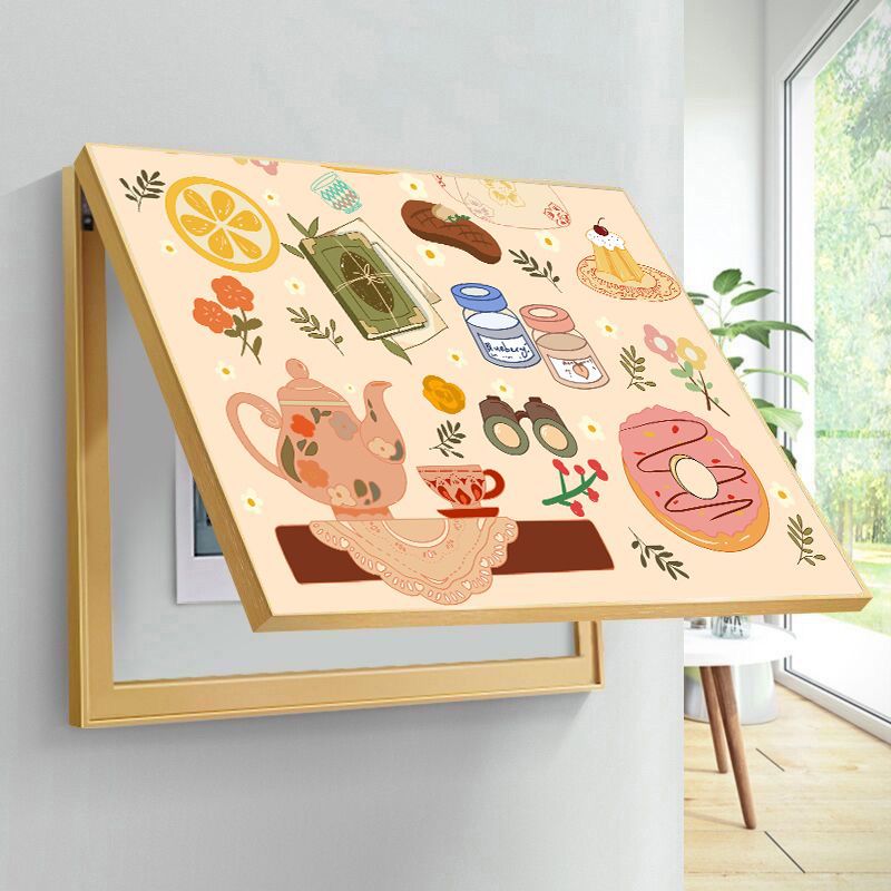 Cream-Colored Decorative Painting for Electrical Meter Box, Weak Current Box Painting, Nordic Style Wood Living Room and Dining Room Cover for Electrical Switch Box Hanging Painting