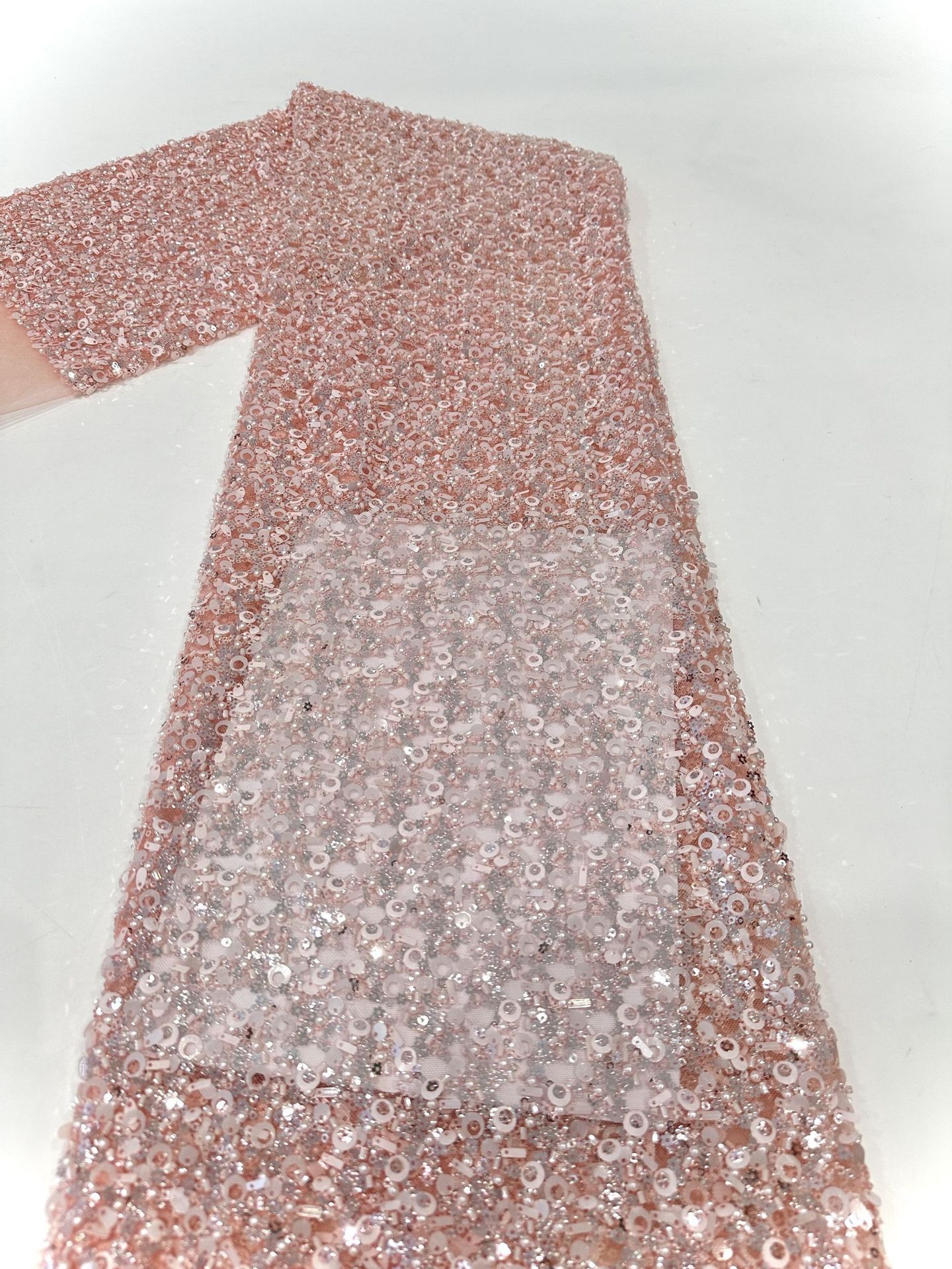 Tubo de perlas bordado pendientes de semillas de melón tela de perlas de moda alta sensación vestido de boda danza tela de moda