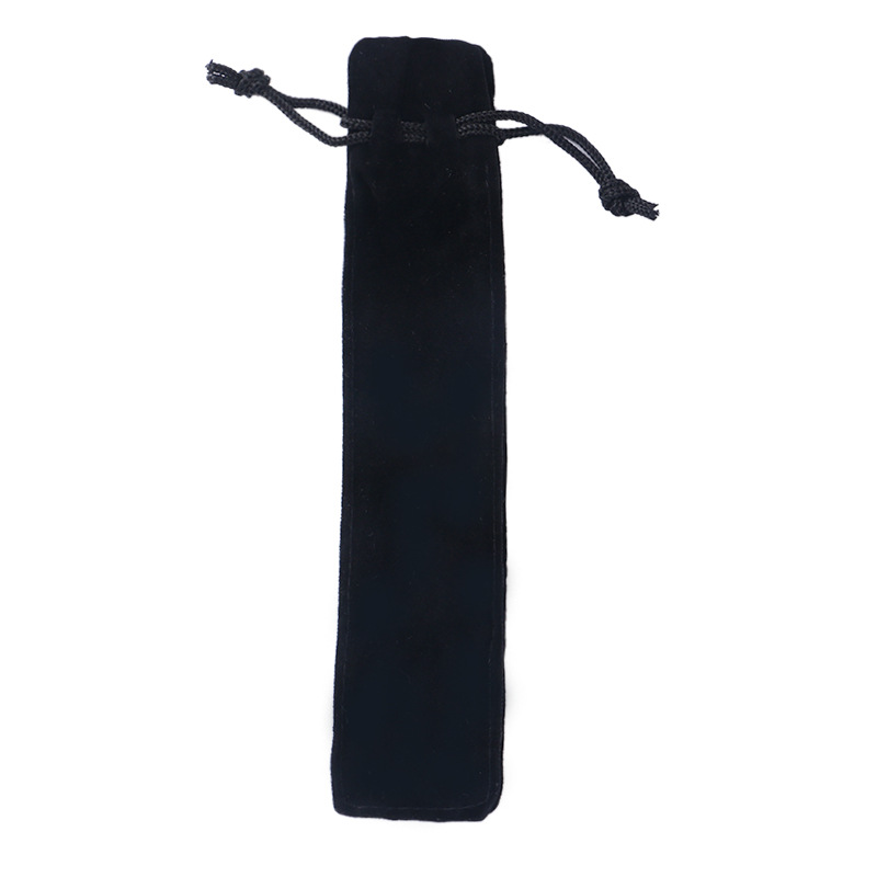 En stock caja de lápices de franela multicolor engrosada de dos lados bolsa de embalaje de la pluma de cristal con cordón bolsa de regalo de la pluma impresa LOGO