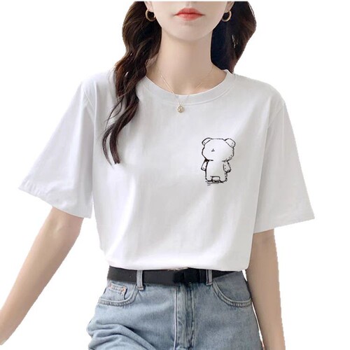 Pure cotton women's clothes short-sleeved summer new loose slimming top heavy Xinjiang cotton half-sleeve all-matching bottoming shirt
