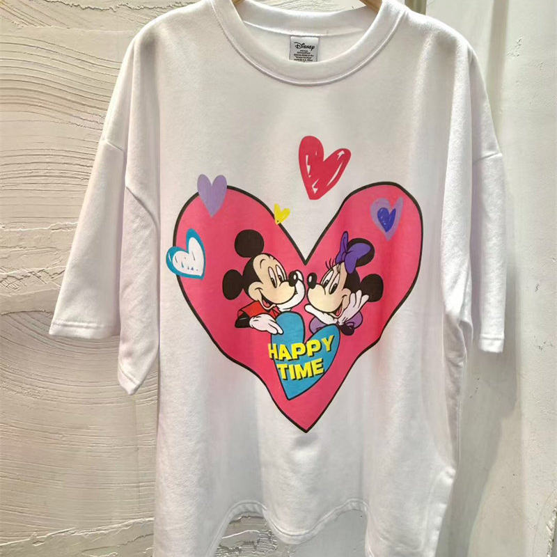 100% Pure Cotton Korean Dongdaemun 2026 New Mickey Loose Fashion Pattern Short-Sleeved T-Shirt Women's Loose Top 100% Pure Cotton Korean Dongdaemun 2026 New Mickey Loose Fashion Pattern Short-Sleeved T-Shirt Women's Loose Top