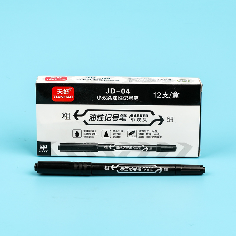 JD-20 arte pequeño tamaño marcador pluma doble cabeza espesor a base de agua marcador de tinta negro azul y rojo pincel de pintura