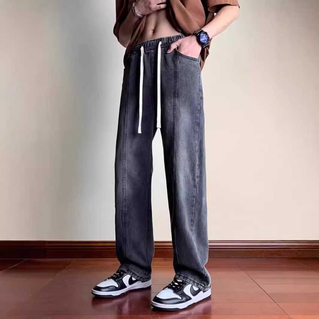 Vaqueros estilo Hong Kong, marca de moda callejera para hombres, guapos, estilo caliente de primavera, pantalones rectos casuales retro de todo fósforo, jeans