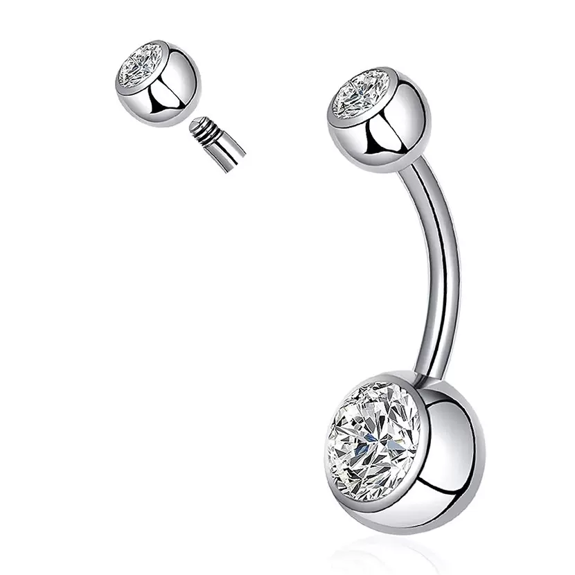锆石肚脐钉新款脐环不锈钢钛钢人体穿刺饰品肚脐环跨境饰品