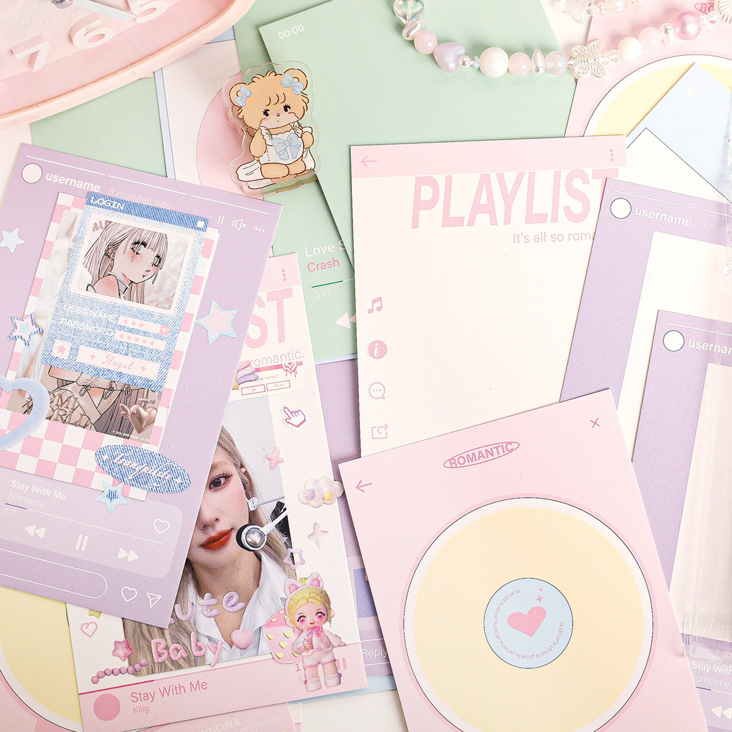 Cards, cartoon bag, universal base sticker, scheduler