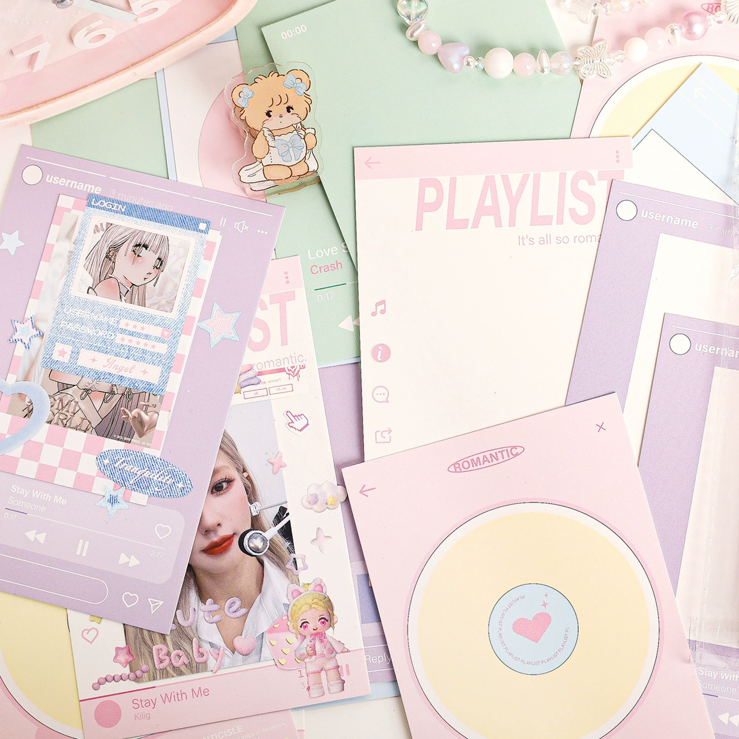 Cards, cartoon bag, universal base sticker, scheduler