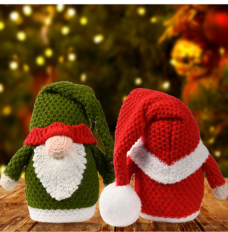 Christmas Decorations Knitted Rudolph Ornaments Christmas Gnome Doll Christmas gnomes_voghion.com