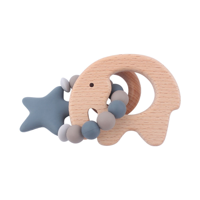 Bebé de dibujos animados animal clip de haya calmante bebé animal mordedor pulsera mordedura pegamento pezón anti-caída traje de cadena