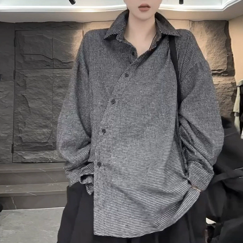 Длинная рубашка женская oversize, свободный крой, осенняя средней длины, европейский стиль