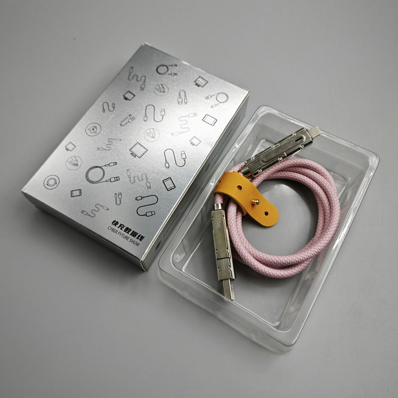 锌合金四合一编织充电线Type-C/lightning二合一数据线加粗pd65W|undefined