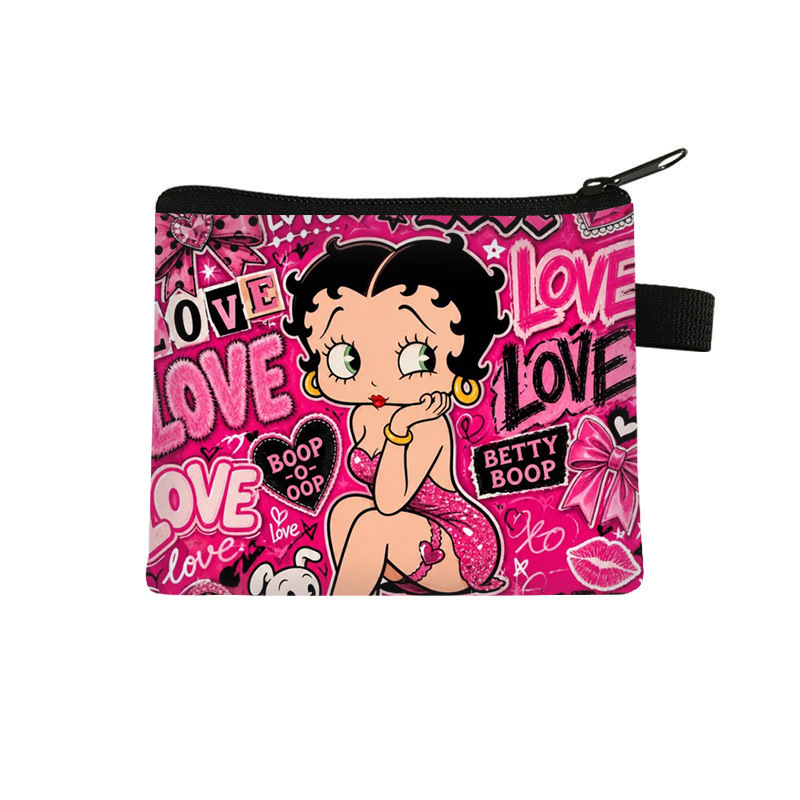 New cross-border Betty cartoon short polyester wallet, simple design with anime print, coin and card holder New cross-border Betty cartoon short polyester wallet, simple design with anime print, coin and card holder