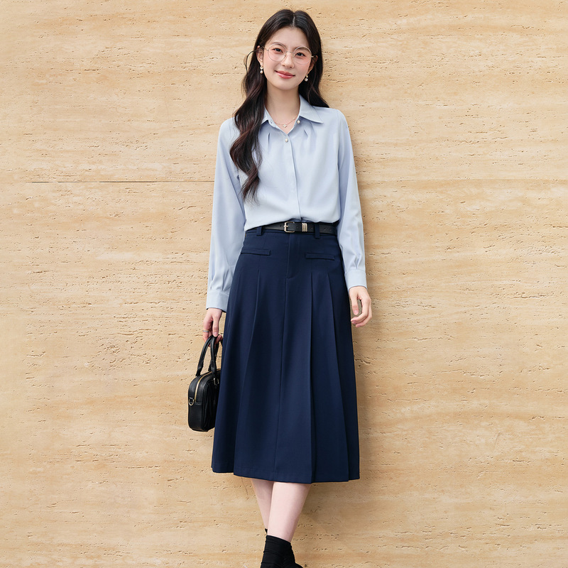 Sy8170 Blue Shirt for Women 2026 Spring New Style Workwear Professional Formal Interview Inner Wear Right-Shoulder Top Work Uniform