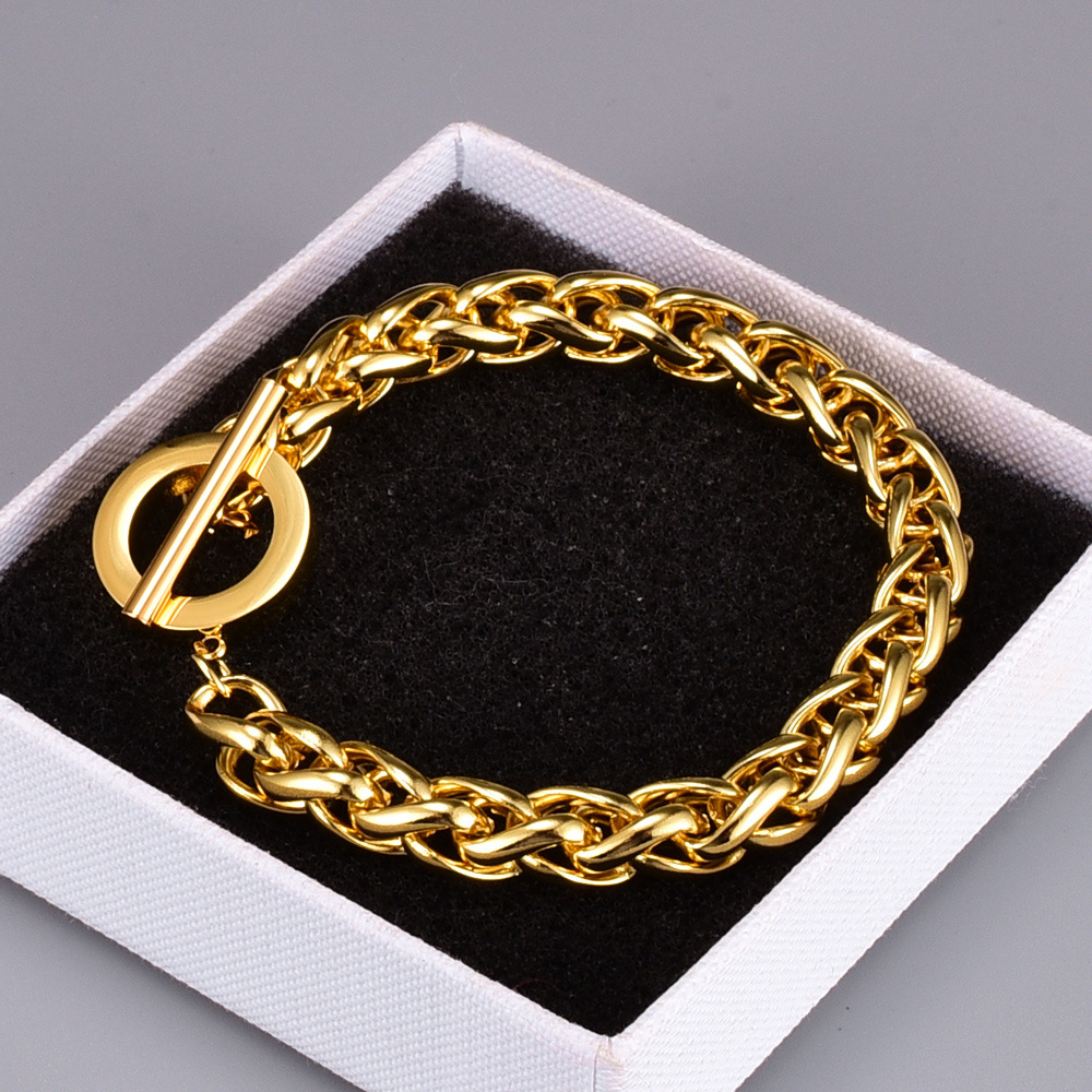 S17 Wholesale European And American Retro Simplicity Fashionable Thick Chain Fashion Personality Ins Blogger Net Red 18k Titanium Steel Bracelet display picture 5