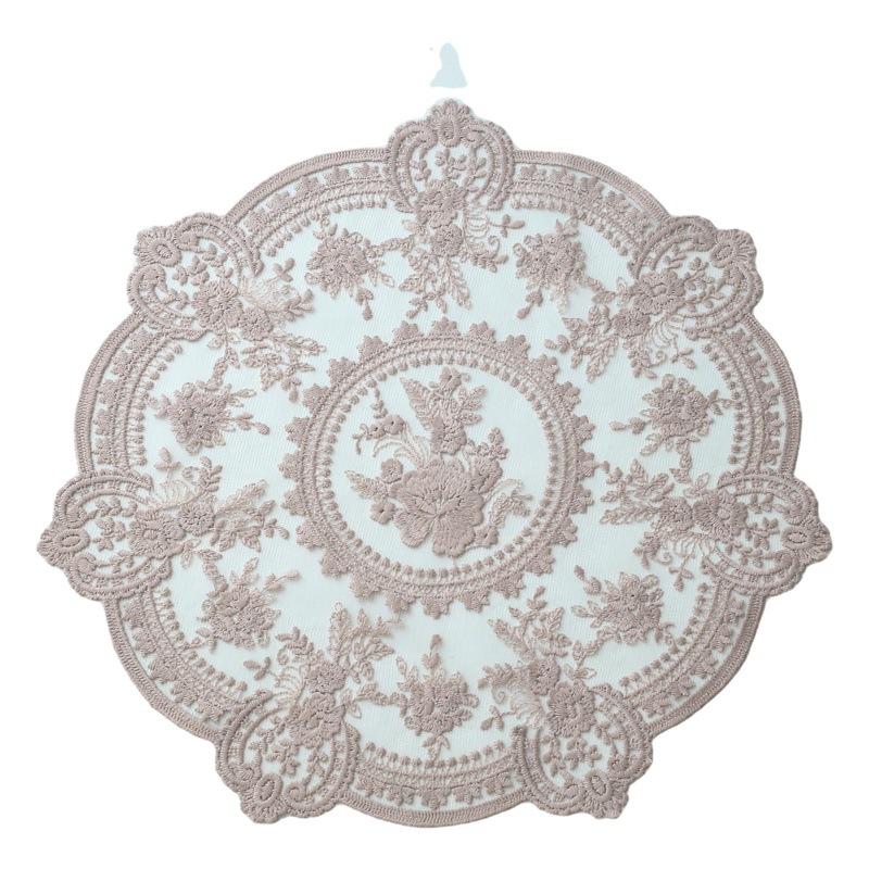 French Round Lace Placemat ins Exquisite Embroidered Lace Table Mat European Style Photo Background Decorative Cloth
