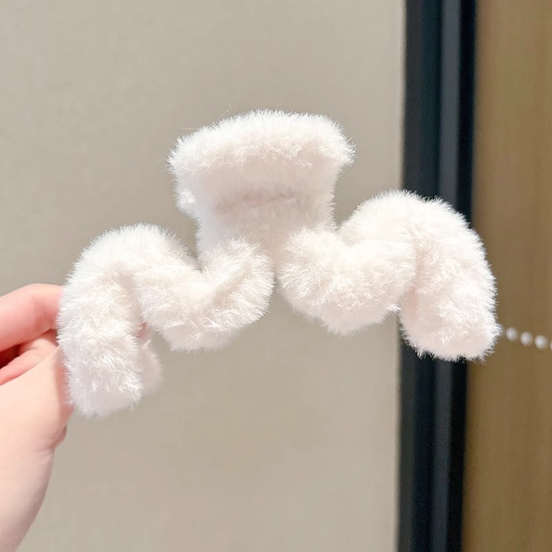 Clip de felpa para mujer, otoño e invierno, horquilla grande, lazo, borla, clip de cabeza, clip de tiburón, tocado, horquilla de pelo