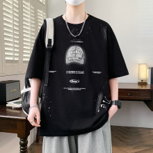 青少年短袖t恤男15夏季初高中学生渐变半袖大童16夏装宽松上衣服T