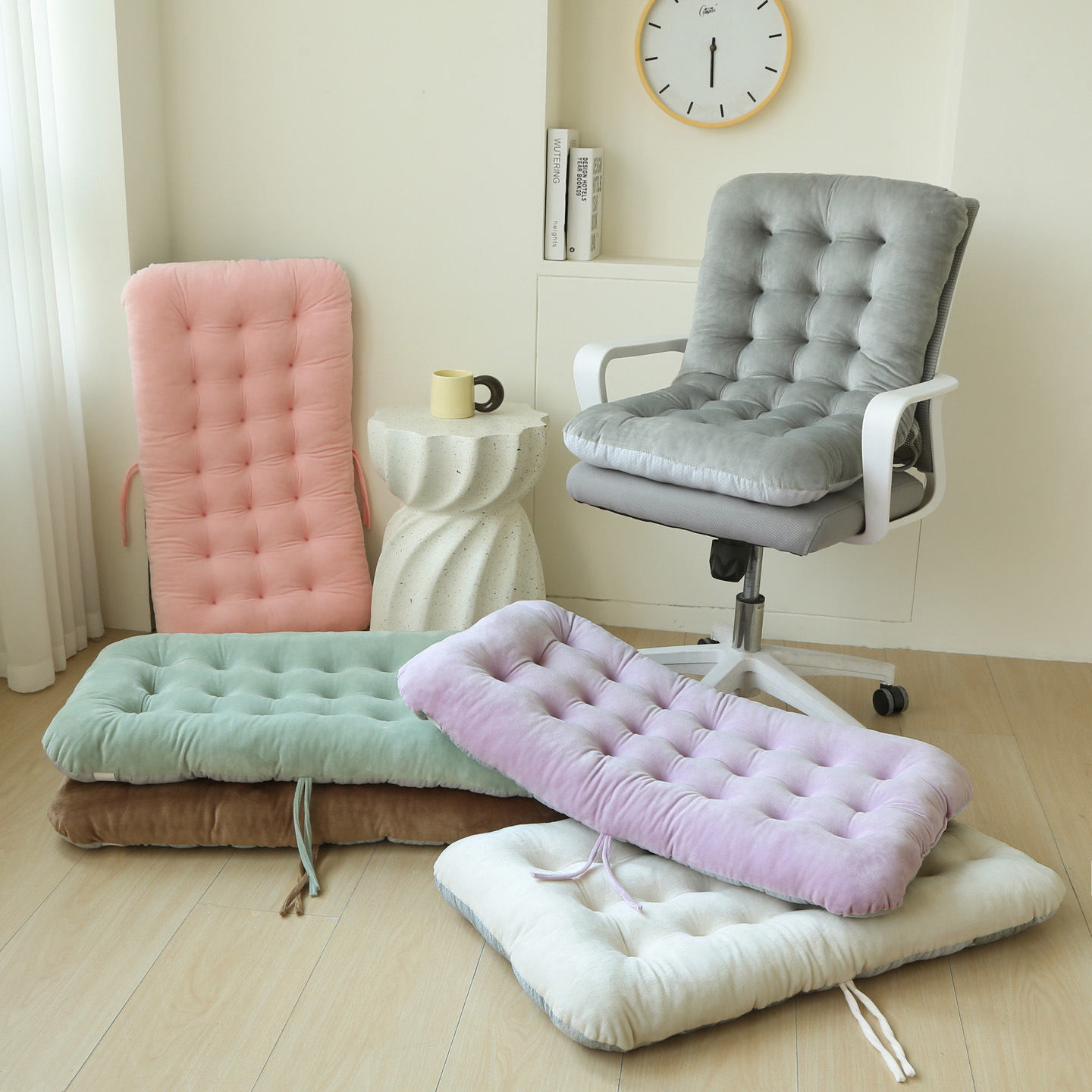 水晶绒一体坐垫冬季亚马逊躺椅摇椅加厚办公室椅垫电脑椅学生宿舍