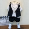 Boy Summer wear suit 2021 new pattern children British style Fashionable handsome baby summer Children full dress Two piece set