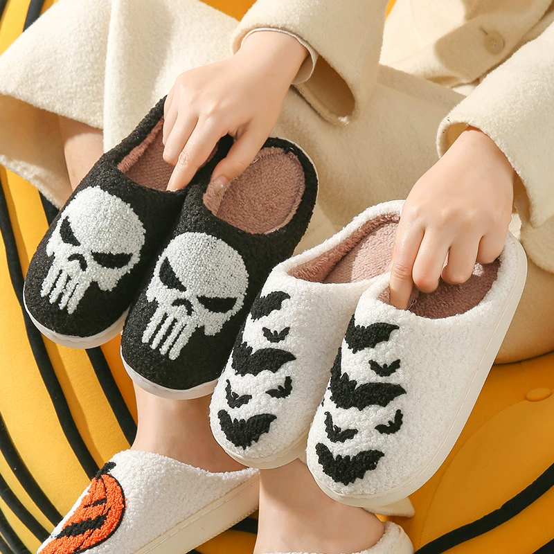 Карнавальные тёплые домашние(slippers) для мужчин и женщин любимый дом, хэллоуин, с вышивкой