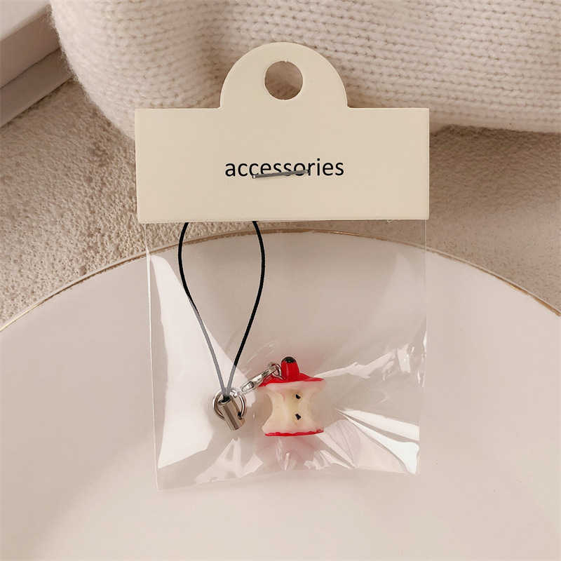 Mini colgante de bolsa de núcleo de manzana lindo colgante de teléfono móvil niña corazón rojo amor colgante de manzana joyería pequeña