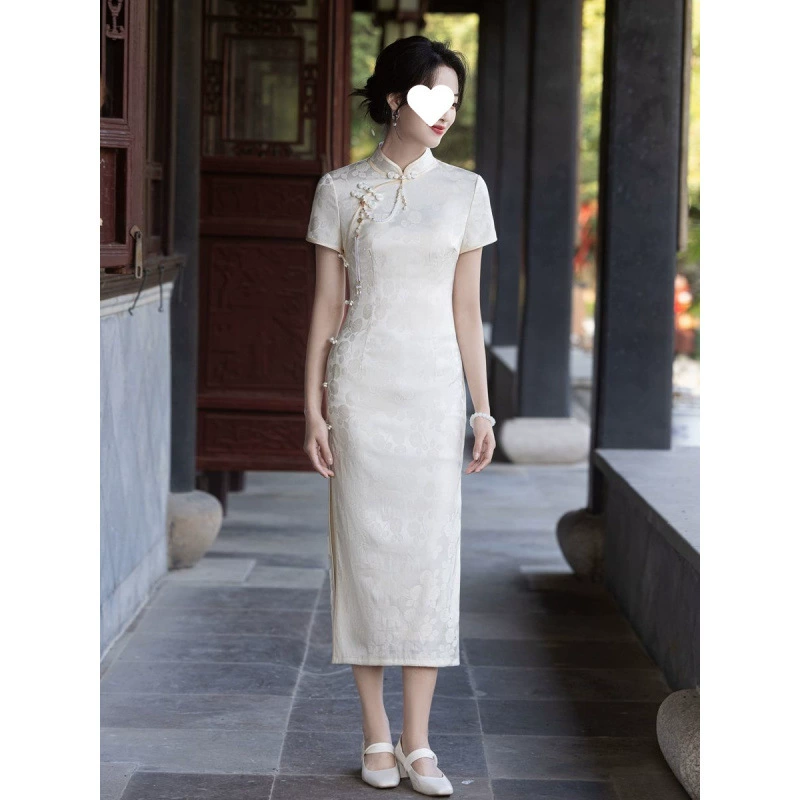 Высококачественная новая летняя молодая повседневная юбка-чонсам для китайских девушек из Республики Китая, тонкая улучшенная длинная юбка в стиле ретро