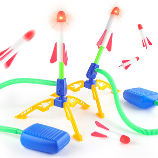 Children's Foot Step Indoor and Outdoor Ejection Toy Flying Rocket Single and Double Launcher Flash Rush Launcher