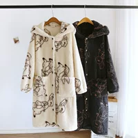 Ночная рубашка женская зимняя коралловый флисовый халат Фланелевая Пижама для пар Мужская весна осень и зима утолщенная флисовая подкладка удлиненная