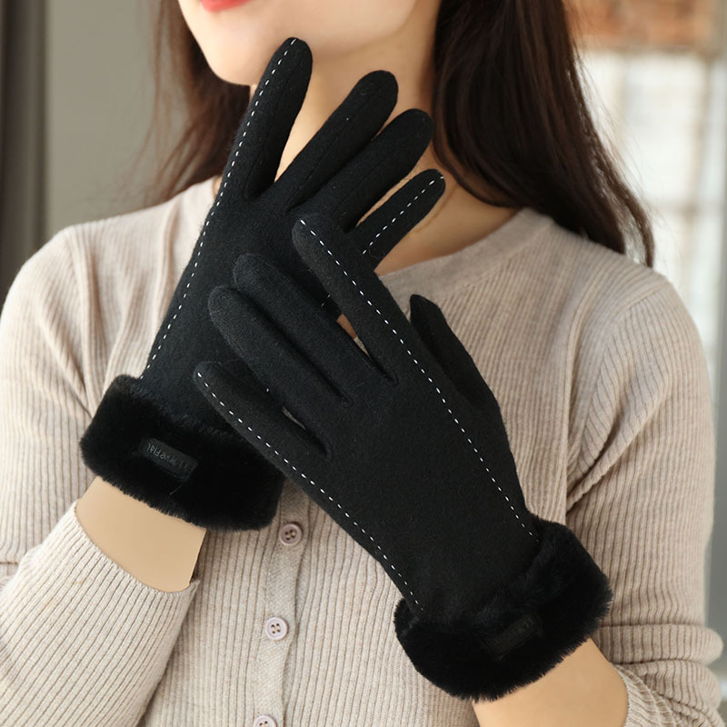 Nueva cachemira guantes de lana para las mujeres invierno lindo ciclismo cálido forro polar engrosada pantalla táctil a prueba de frío esquí fábrica al por mayor