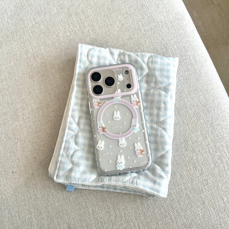 Frosted Miffy Magnetic Phone Case Suitable for Apple 17/16Pro Cartoon Stand Iphone15/14Promax
