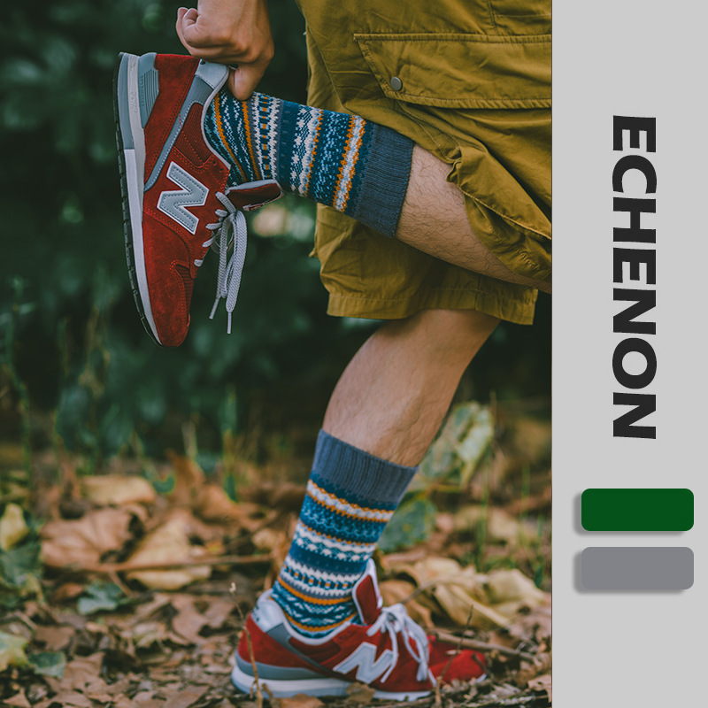 Thick Line Ami Khaki Socks Men's Middle Barrel Red Wing Tooling Vintage Ethnic Style Thickened Combed Cotton Men's Stockings Thick Line Ami Khaki Socks Men's Middle Barrel Red Wing Tooling Vintage Ethnic Style Thickened Combed Cotton Men's Stockings