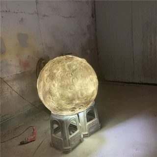 透光树脂星球模型雕塑太空九大行星发光透明月球圆球玻璃钢摆件