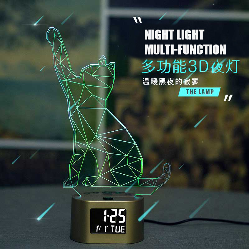 Reloj despertador infantil 3D creativo de venta caliente, luz nocturna multifunción, reloj electrónico de regalo, venta directa de fábrica