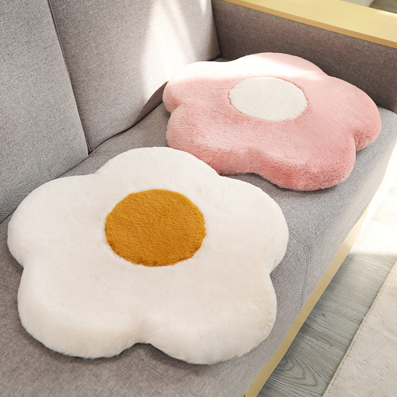 INS Nordic B&B style removable and washable flower-shaped cushions imitation rabbit fur autumn and winter plush warm memory foam chair cushions