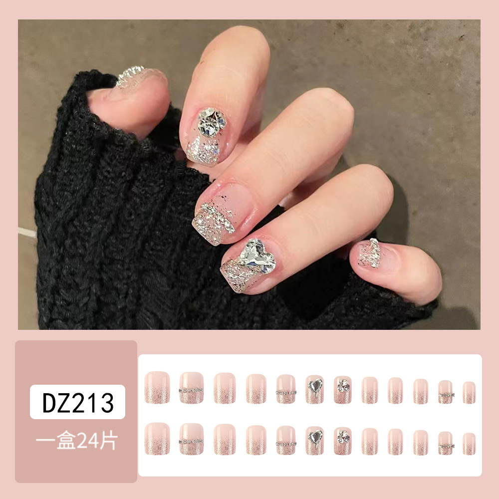 Parche de uñas de diamante de polvo transfronterizo, polvo desnudo, decoración de diamante elegante, estilo lujoso ligero de usar parche de uñas