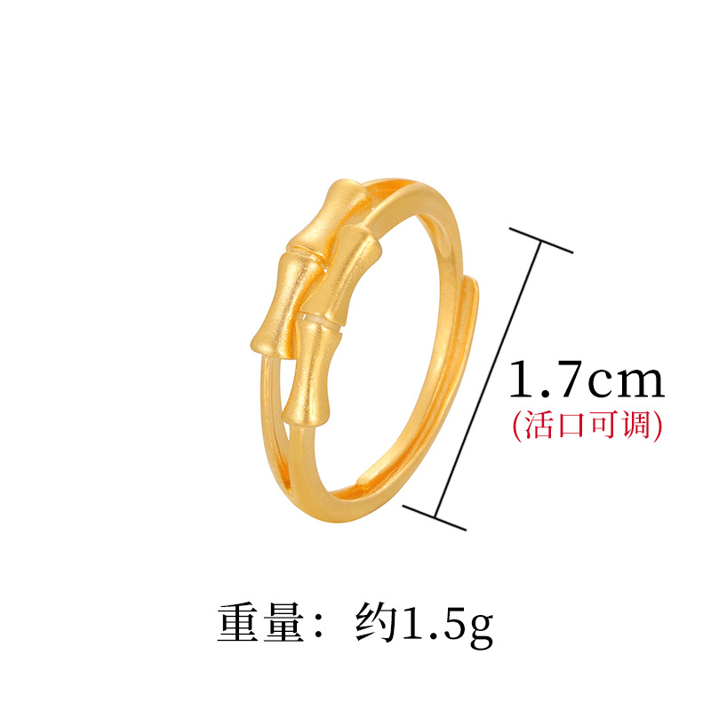 Anillo de oro de arena de boca suelta para mujer arco de estilo múltiple de bambú color ajustable que retiene la joyería de oro de imitación temperamento aleación de cobre