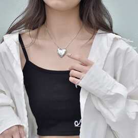 钛钢项链冷淡风网红ins设计感欧美发饰立体爱心项链锁骨链颈链潮
