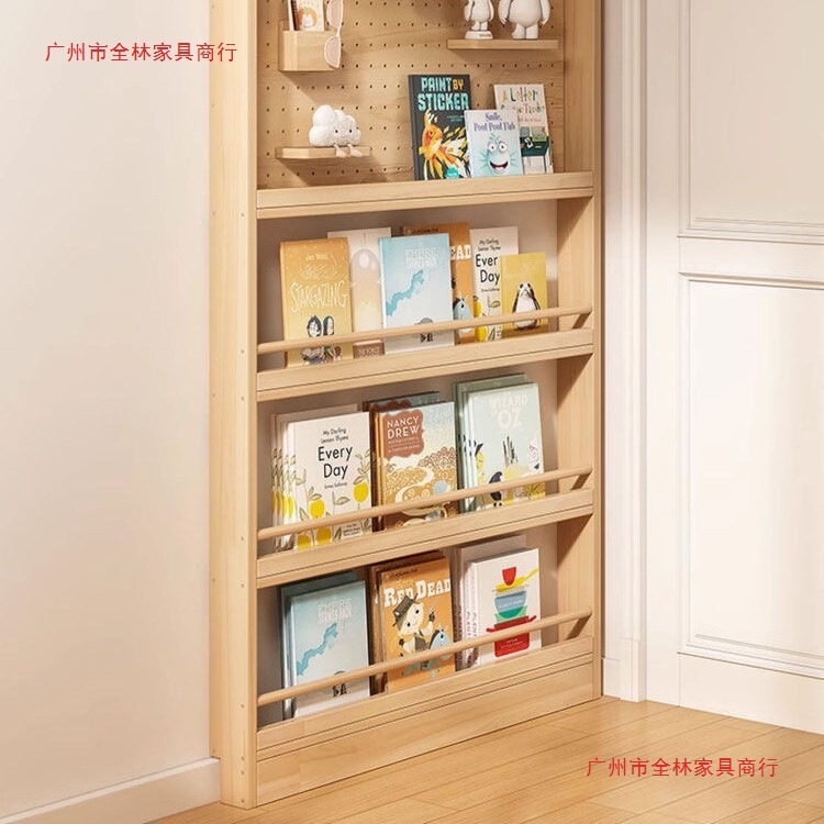 收纳架实木洞洞板置物架窄缝门后小户型书架薄柜子壁挂多层绘本架|undefined