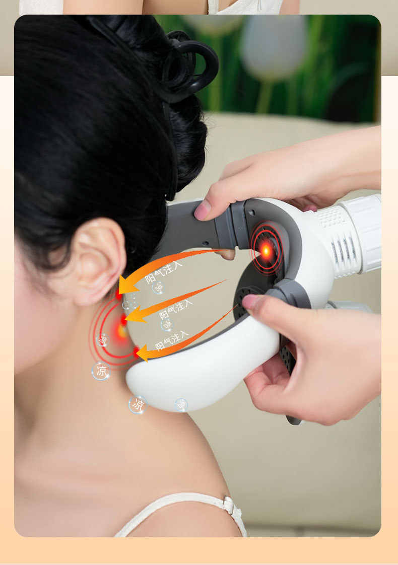 Neck Moxibustion Box Portable Cervical Warming Therapy Device for Home Heat Compress Care in use