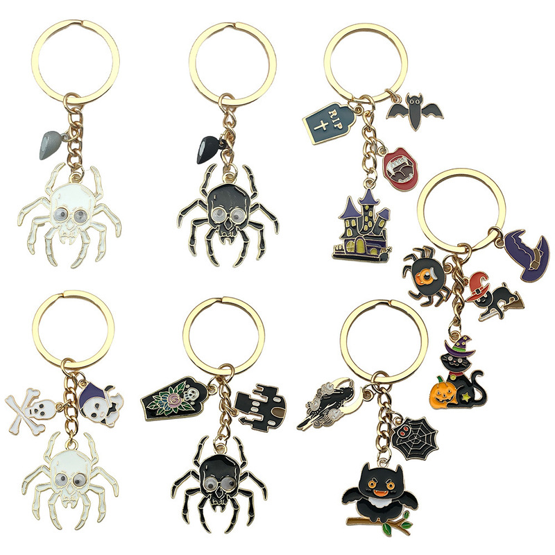 ハロウィンオイルドリップ合金猫カボチャクモの巣城魔法の帽子キーホルダーアマゾン小さなギフト卸売|undefined