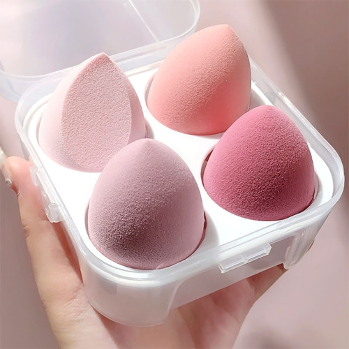 High-quality beauty egg 4-pack four-compartment set powder puff gourd water drop oblique cut makeup beauty tool one piece drop shipping