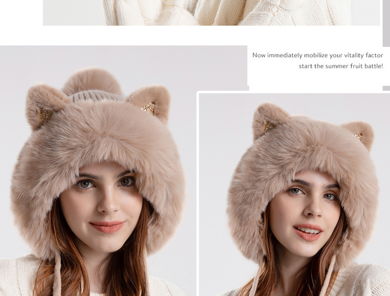 Women's Cute Simple Style Cat Pom Poms Ear Warap Wool Cap display picture 1